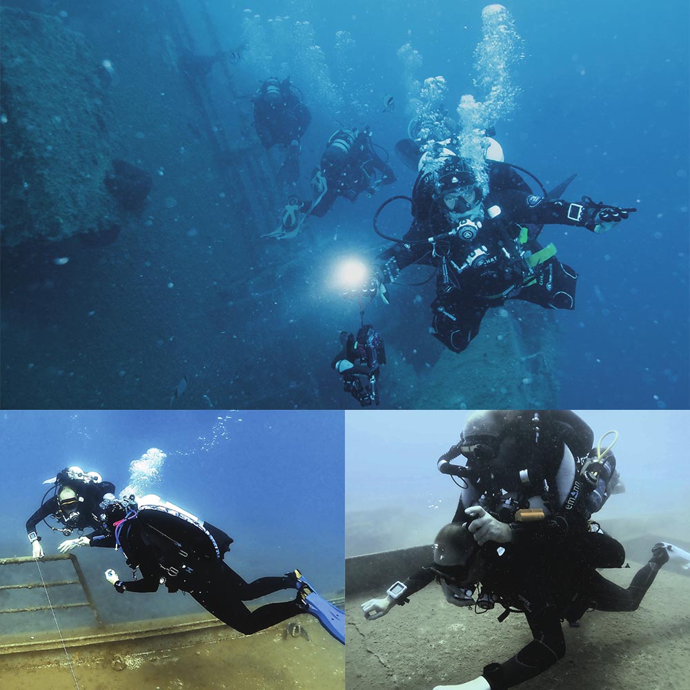 divers performing AWD training at the zenobia wreck in Cyprus
