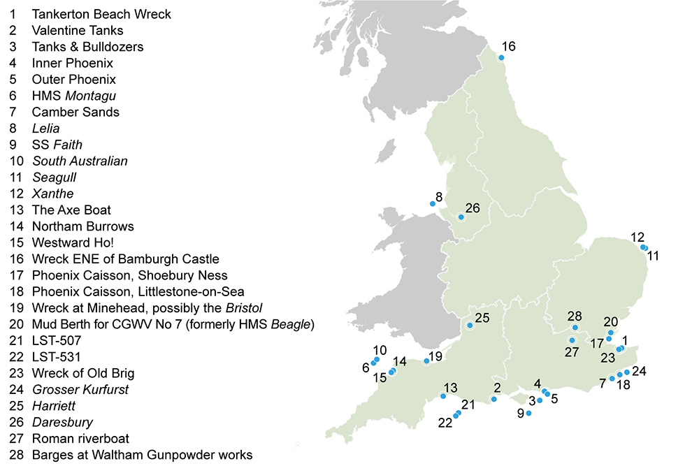 Scheduled wreck sites in England