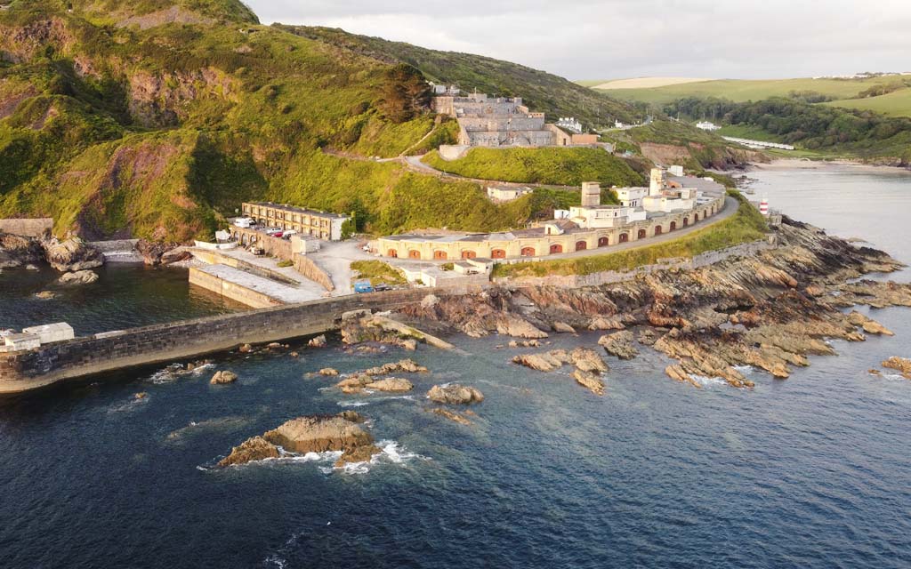 Aerial view of Fort Bovisand before sunset