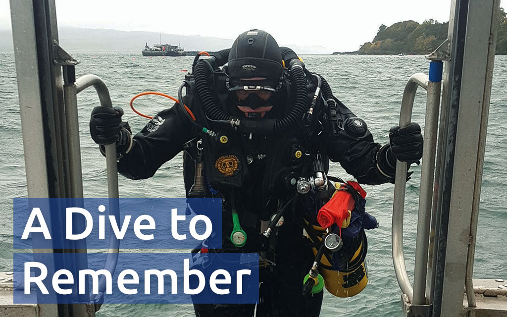 Brian Miller in full kit boarding after the dive