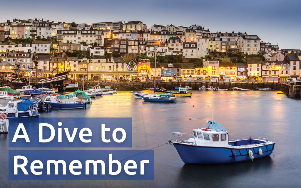 Evening landscape view of the promenade at Brixham