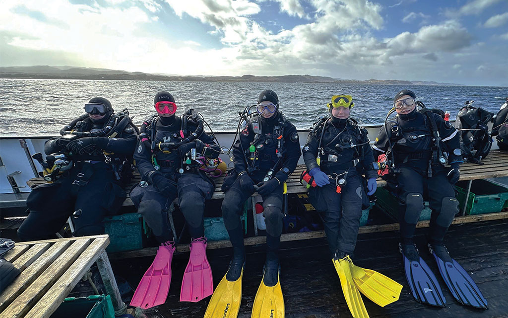Aberdeen SAC members in full kit ready to dive
