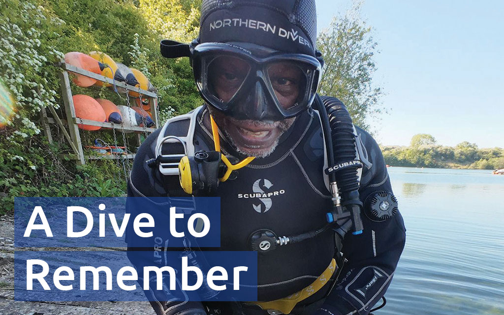 Jeff Lewis prepares to descend at Stoney Cove