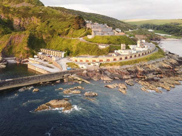 Aerial view of Fort Bovisand before sunset