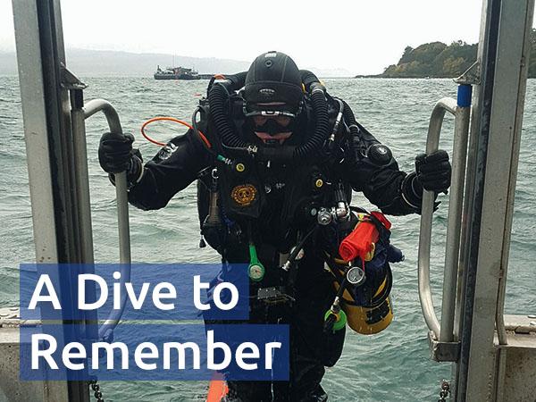 Brian Miller in full kit boarding after the dive