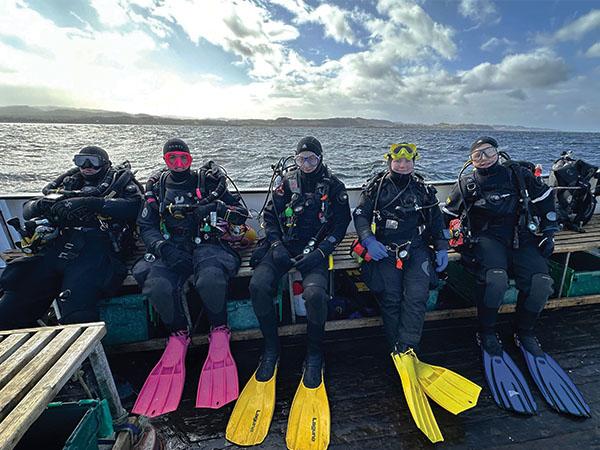 Aberdeen SAC members in full kit ready to dive
