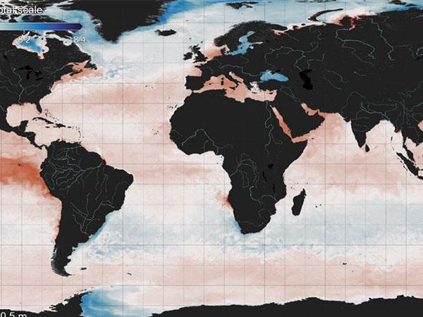Maprs showing the levels of ocean acidity for 1994 compared to 2026