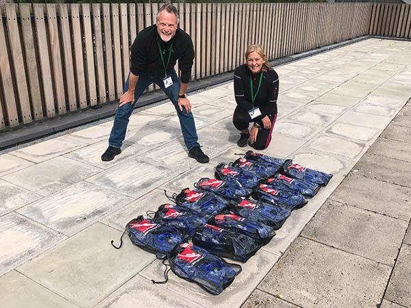 Dawn Butler and Julian Gill from Aldershot Dolphins get ready for the first Dolphin Snorkeller class at Stroud School, Romsey