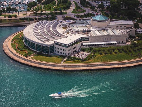 Aerial view of Shedd Aquarium in Chicago