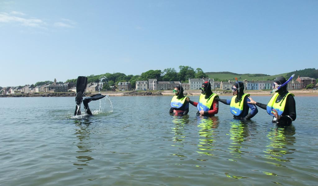 Snorkellers near the shoreline