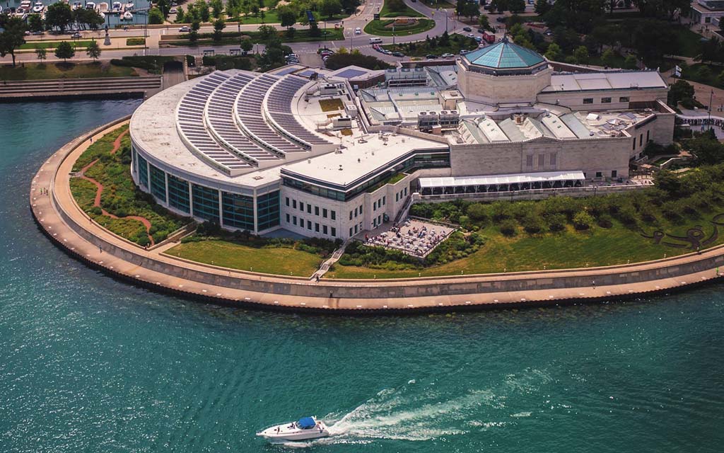 Aerial view of Shedd Aquarium in Chicago