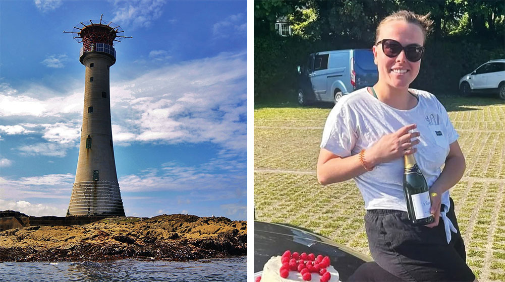 (left) The iconic Smalls lighthouse (right) Felicity's SCUBA birthday
