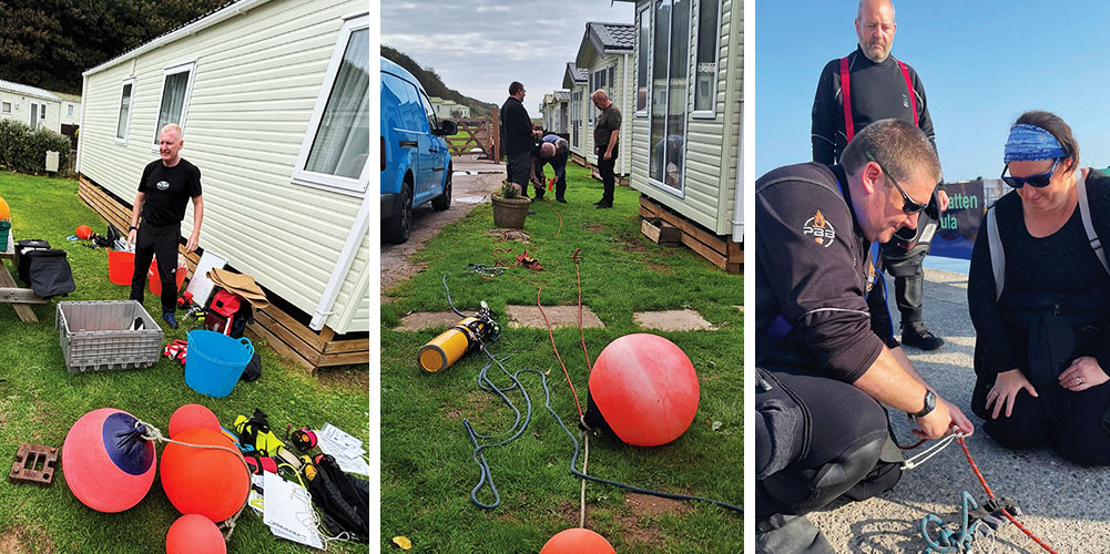 Left/Centre: Prepping the lazy shot | Right: Making the &lsquo;lazy prussic&rsquo;