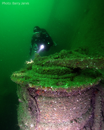 A diver on a wreck in Normandy