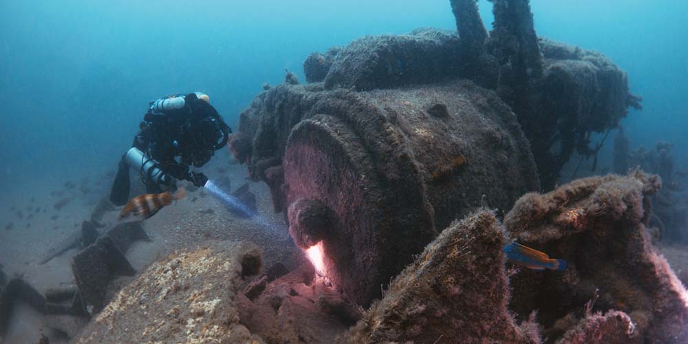 The top of the largest cylinder on the engine of the SS Ohio