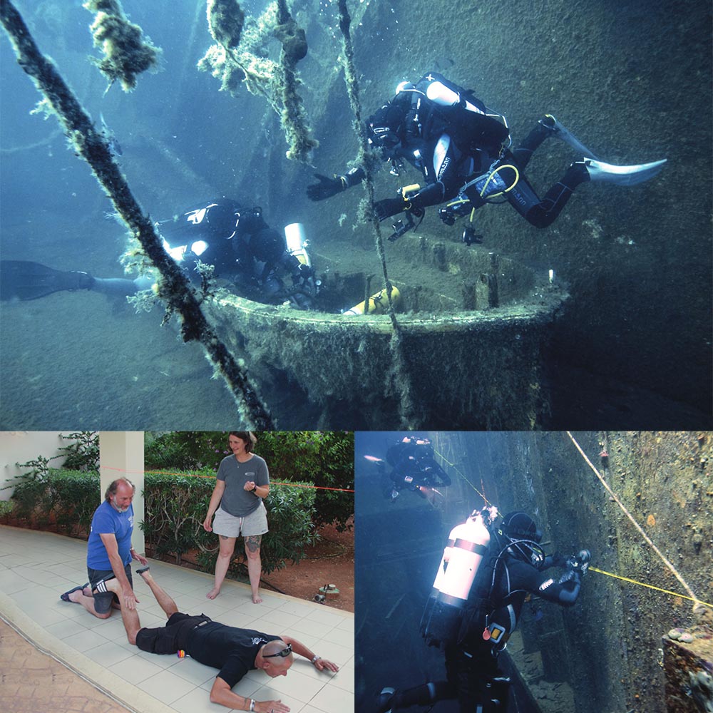 divers performing AWD training at the zenobia wreck in Cyprus