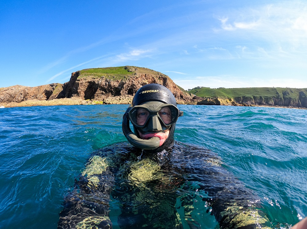 Andy Torbet snorkelling at Jersey
