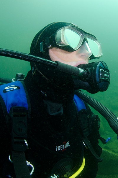 Diver gazing off into the distance