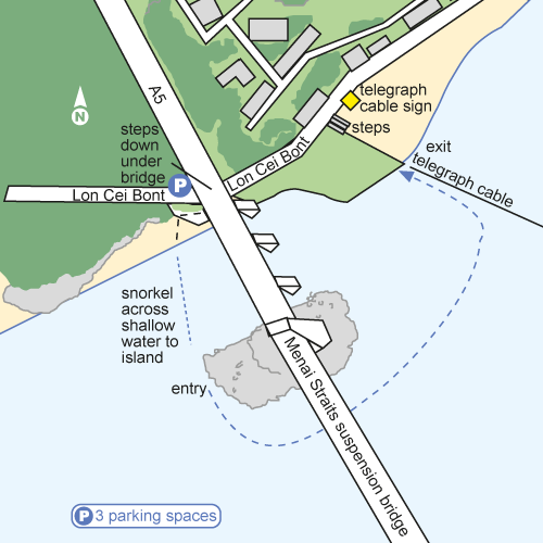 A map of the Menai Straits dive site