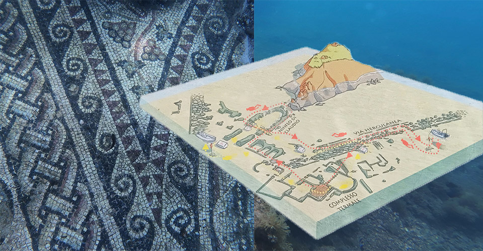 Intricate floor design at Ninfeo Di Claudio | Dive trails for Ninfeo di Claudio