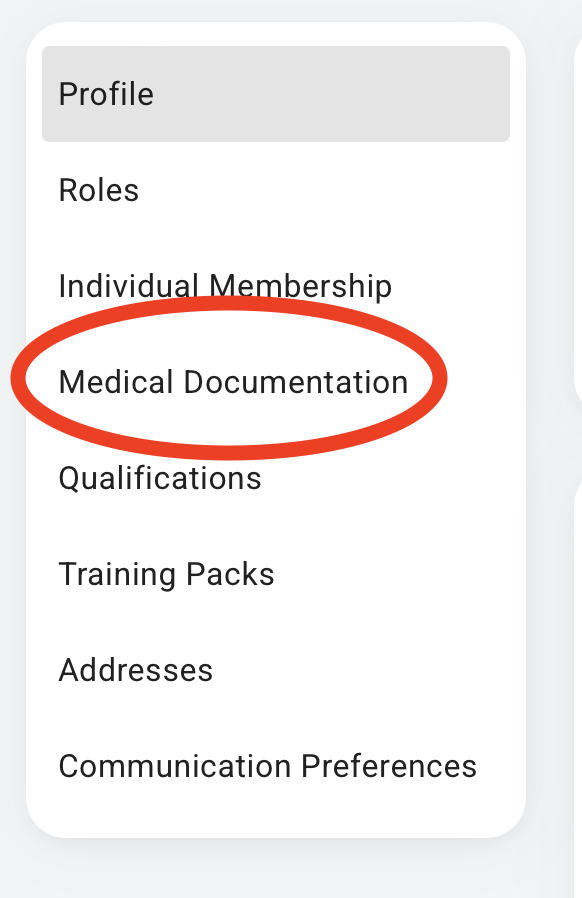 Medical documentation tab