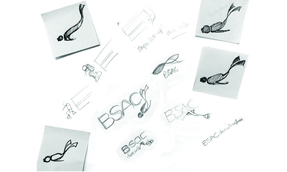 Samples of the very early sketches show the development of the new BSAC logo