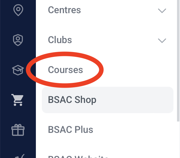 Courses menu