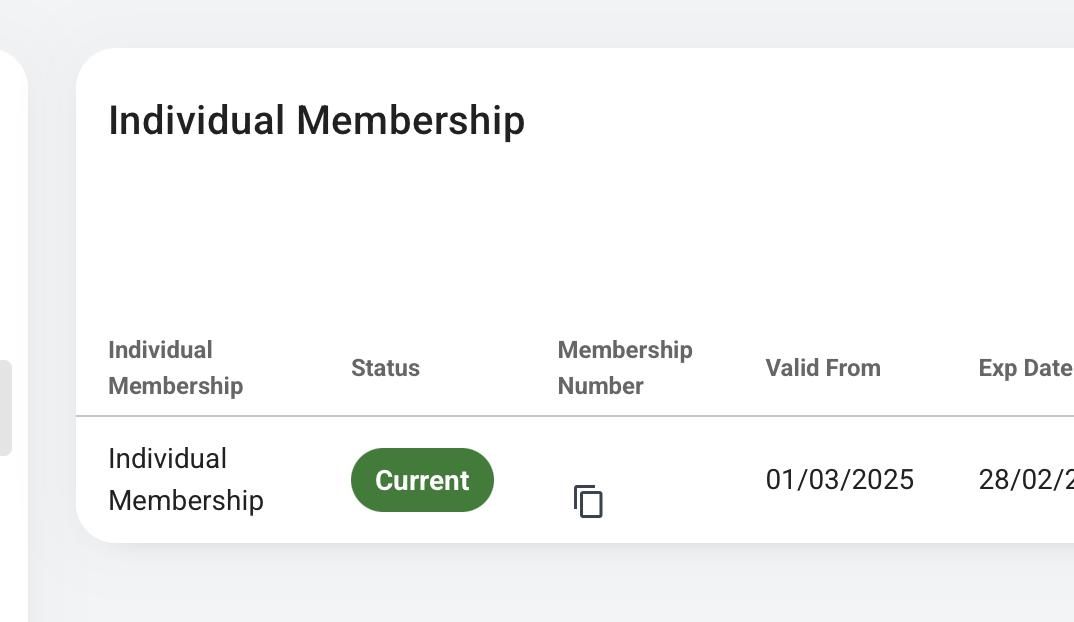Individual membership record