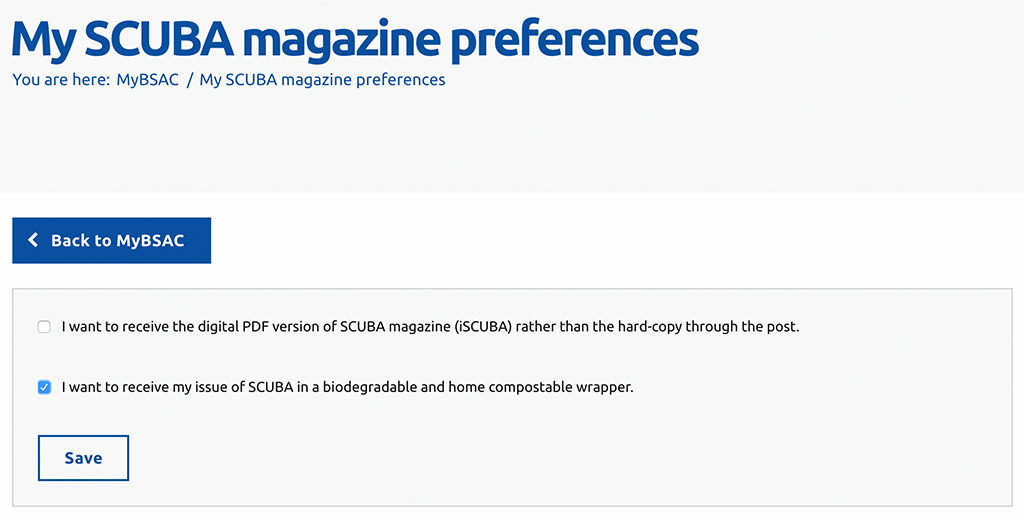 SCUBA magazine preferences updated