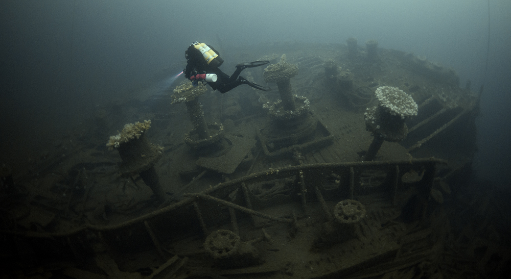 RMS Justicia: White Star liner of some 33,000 tons sunk in WW1. Now lies at 72 metres depth