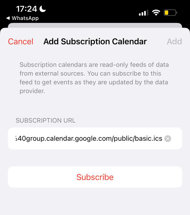 BSAC subscription calendar