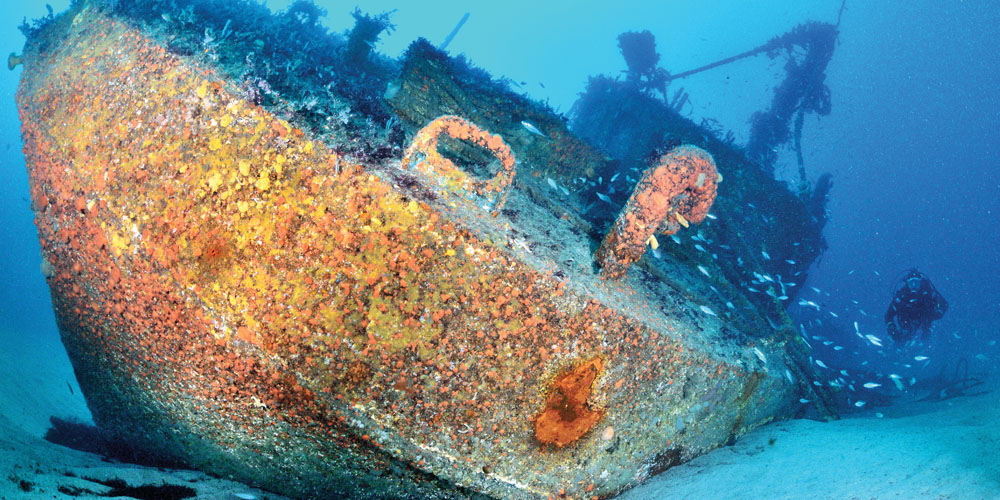 The bijou bow of the fishing boat wreck, Fraoch Ban