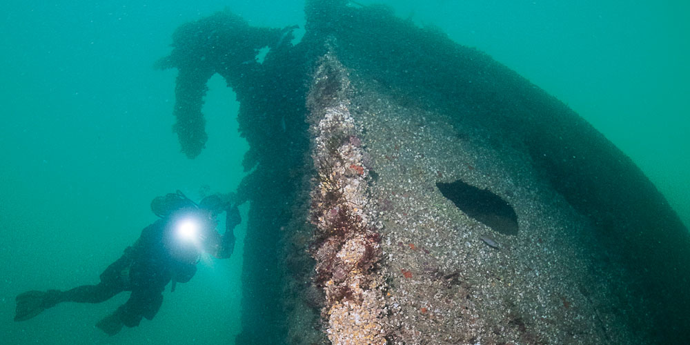 The imposing bow of the Schokland wreck