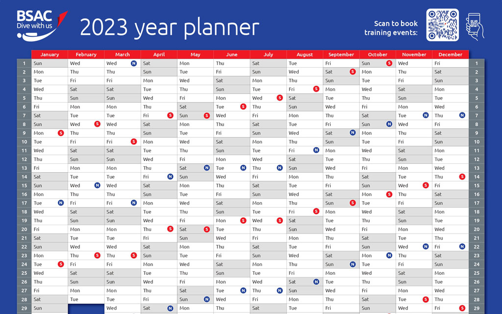 2023 year planner now available online - British Sub-Aqua Club